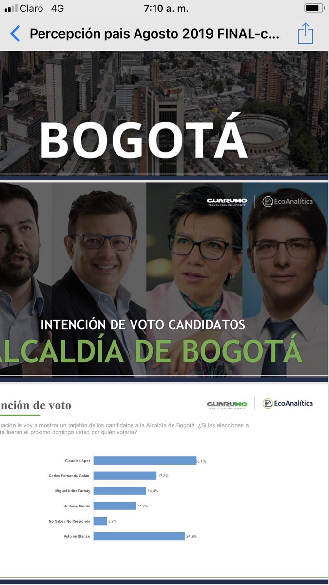 manolitosalazar's tweet photo. #MovidaPolitica Encuesta de Guarumo sobre intención de voto en Bogotá https://t.co/VzRHnr34Yj