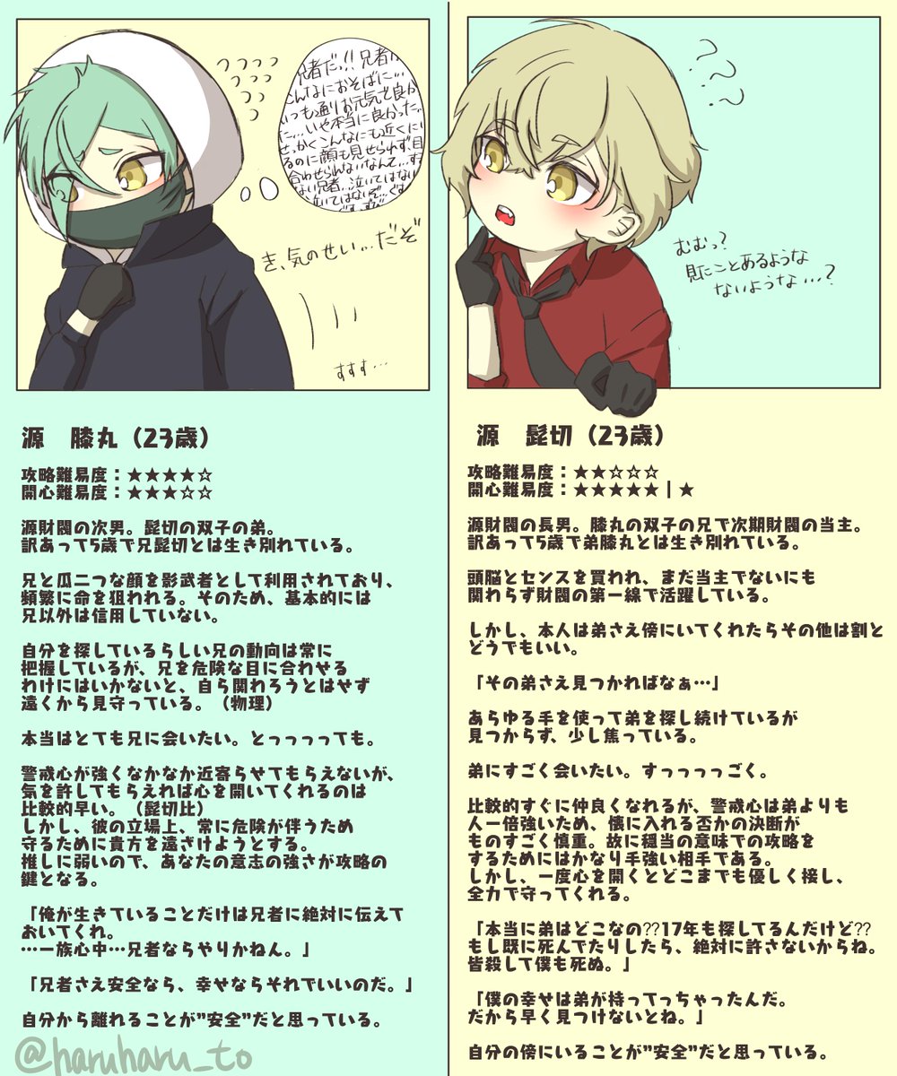 源氏兄弟の攻略乙女ゲー考えてたんだけど、二人とも難易度高すぎて詰んだ。 
