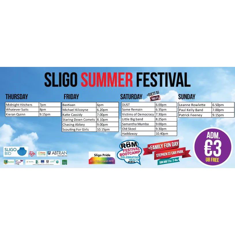 sligosummerfest's tweet photo. Stage times for the full weekend🤩

@kieranquinnn @ChasingAbbeyHQ @samanthamumba1 

#Sligo #sligosummerfestival https://t.co/HHEJchNGbU