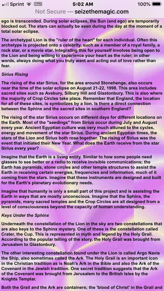 The Lion’s Gate portal is a pseudo-astrological event created by Ray Mardyks on April 1, 1999, in reference to a Lunar Eclipse ◍ that happened on August 8, 1998 & a Solar Eclipse ❂ that occurred August 21st. He interpreted this as a gateway or portal being opened in Leo ♌︎.