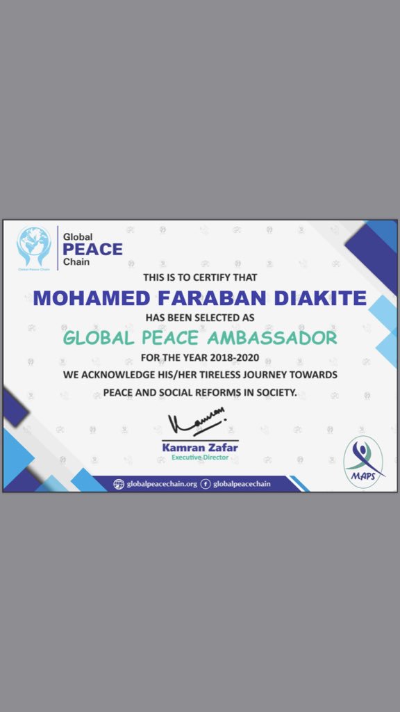FARABANDIAK's tweet photo. Thank you #globaloeacechain to give us the opportunity to understand more more importance and power of the #peace I promised to share, give and work in this way #globalpeaceambassador #sdg16 #SDG2030 #jpdd #GuineeODD #yalinetwork https://t.co/87vZ8Lx9a7