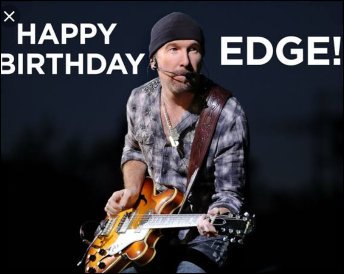 Feliz aniversário de 58 anos, Dave Evans, vulgo The Edge. 
Happy Birthday The Edge!     