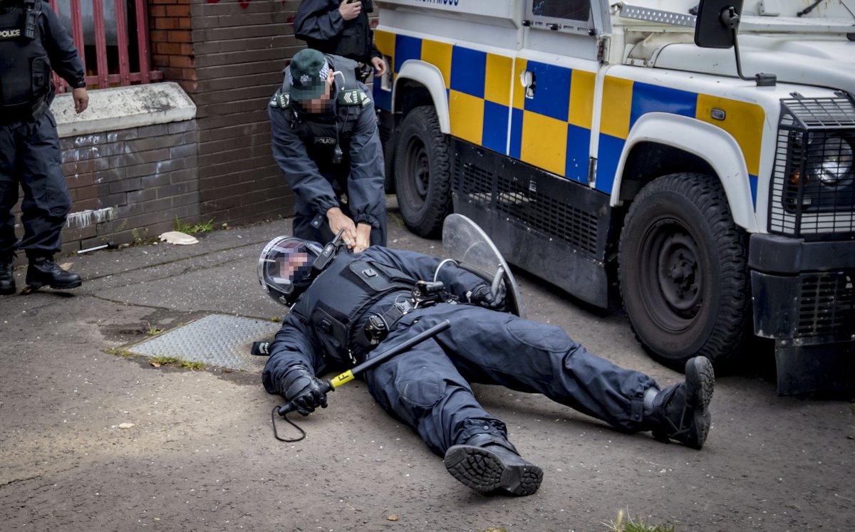 Kscott_94's tweet photo. Some of the images from the Newlodge area as disorder broke out at a bonfire a few hours ago. A huge police presence remains in the area -  @BelTel - https://t.co/ULlsxzGD80 https://t.co/DCSrtcqCzx