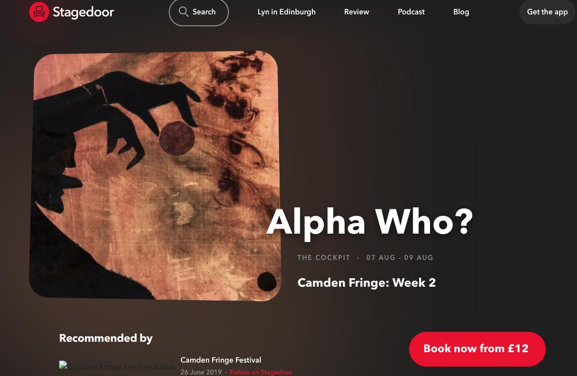 _MattFranco_'s tweet photo. Alpha Who? is on again tonight the @cockpittheatre at 7pm.  Don't forget to leave a review on the @StagedoorLDN app. We'd love to hear what you thought of it.

#AlphaWho @CamdenFringe https://t.co/zKshncWeUi