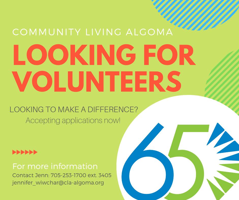 clalgoma's tweet photo. Community Living Algoma is looking for volunteers!

For more info, please contact Quality Engagement Manager, Jenn at 
705-253-1700 ext. 3405 OR 
jennifer_wiwchar@cla-algoma.org
#community #saultstemarie https://t.co/zt6dUdPS6N