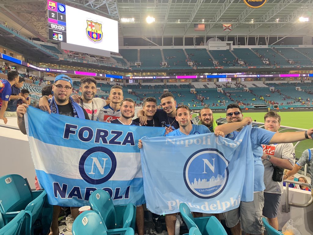 sscncentral's tweet photo. Napoli in Miami was a success! Not the result we wanted, but it was unforgettable experience nonetheless. Thanks to everyone who showed up and cheered their hearts out. Be sure to do the same in Michigan! Forza Napoli Sempre 💙

#ForzaNapoliSempre | #NapoliBarcelona https://t.co/RwnO8kyM2S