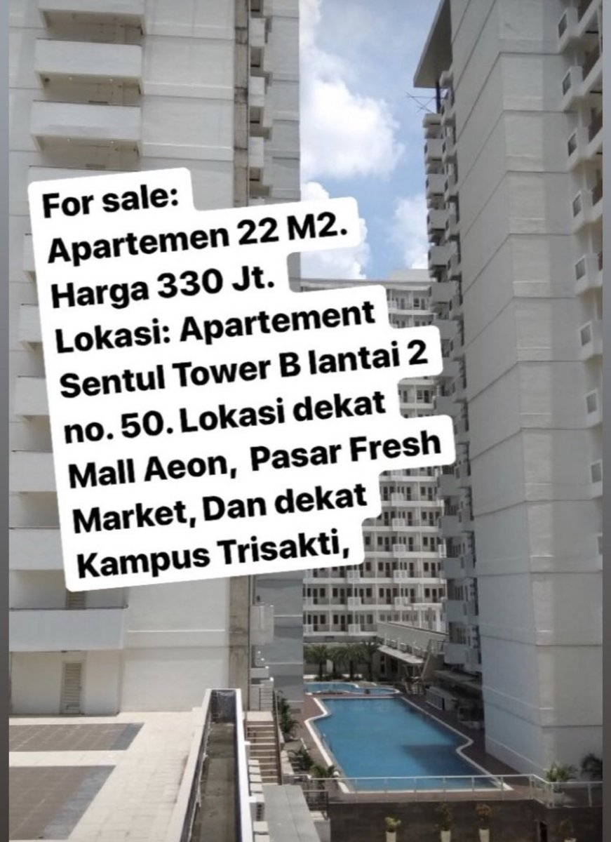 JaiiAlabaly's tweet photo. Brg kali ada rezeki, dijual murni karna mau upgrade ukuran dan ini baru serah terima april kmrin blm di pakai. #jualappartemen #jualrumah #sentul #bogor https://t.co/P9hKGbhjtZ