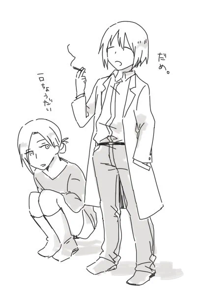 進撃：アルアニ転生パロ（天文学者×雑誌編集）
前に描いたやつ 