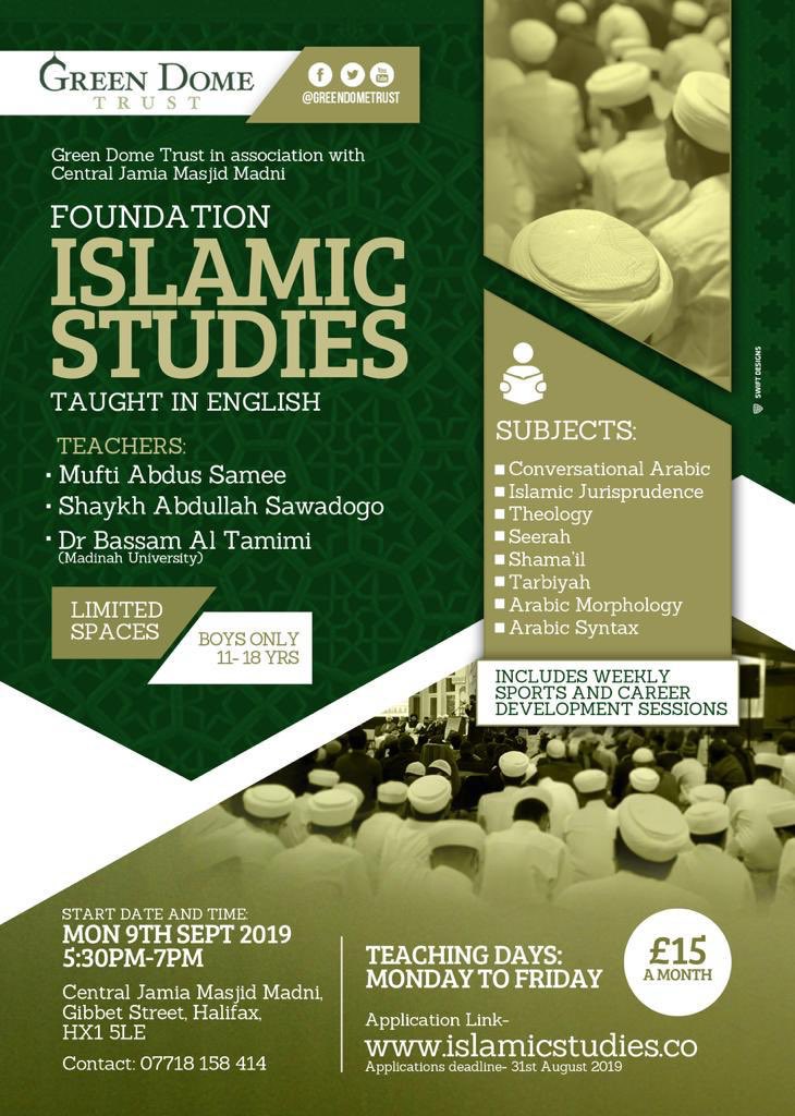 GreenDomeTrust's tweet photo. We're proud to release details of our new Foundational Islamic Studies course for 11 to 18-year-olds. We've genuinely only got a limited amount of places for this intake so if you're interested; we recommend applying STRAIGHT AWAY. 

Apply online at https://t.co/hTYKUMr1zk https://t.co/b5e5uqfWHu