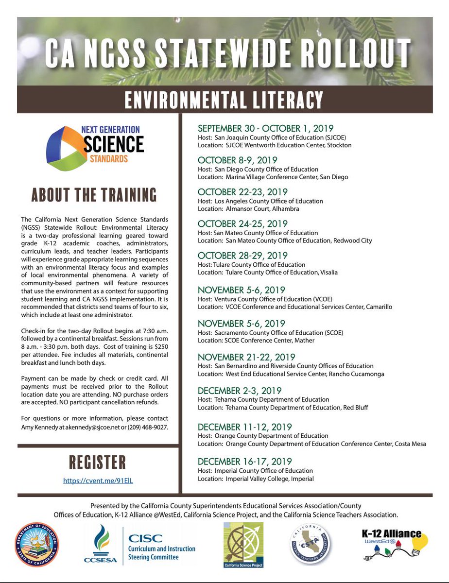 GlobalEdTiffany's tweet image. Ready for day 2 #CANGSS statewide rollout Environmental Literacy training. Sign up! #sbsdedu #sbsdstream #ccstream