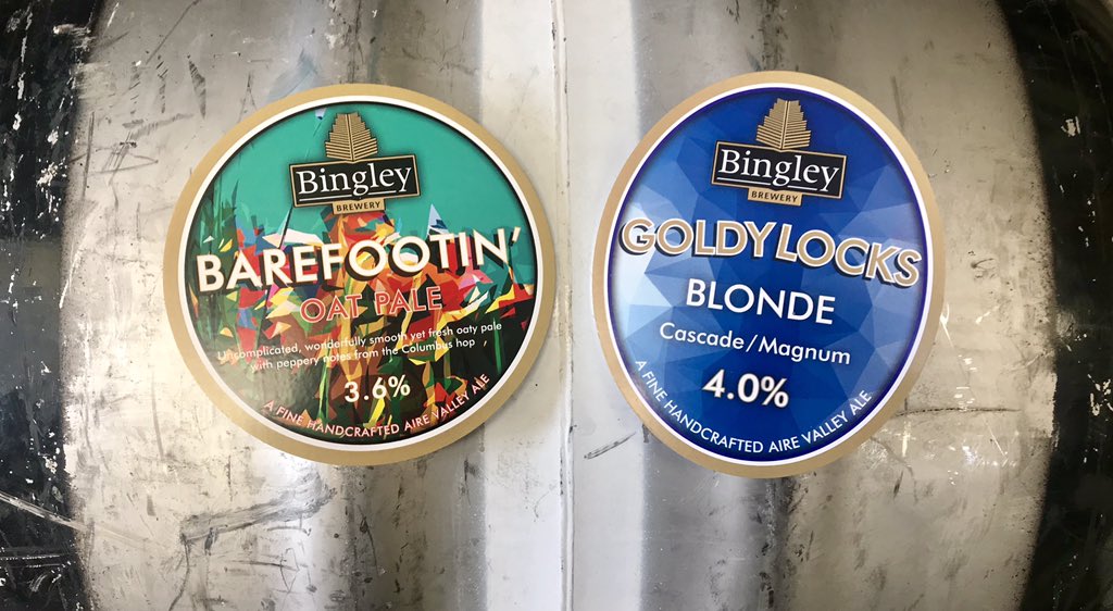 BingleyBrewery's tweet photo. This weeks brews are another lot of our new beer Barefootin’ and our core blonde Goldy Locks 🍻
#oatpale #blonde #corebeer #fiverise #leedsliverpoolcanal #brewdays #microbrewery #bingley #cask #beer https://t.co/3UZhmZQGmI