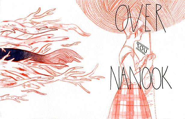 My first zine, "Over You Nanook," came a few years later. I had just fallen in love with knitting, and there was a hidden trail behind my house in the woods that followed a river to a massive log jam. I wanted to practice my inking skills, so a zine was born.