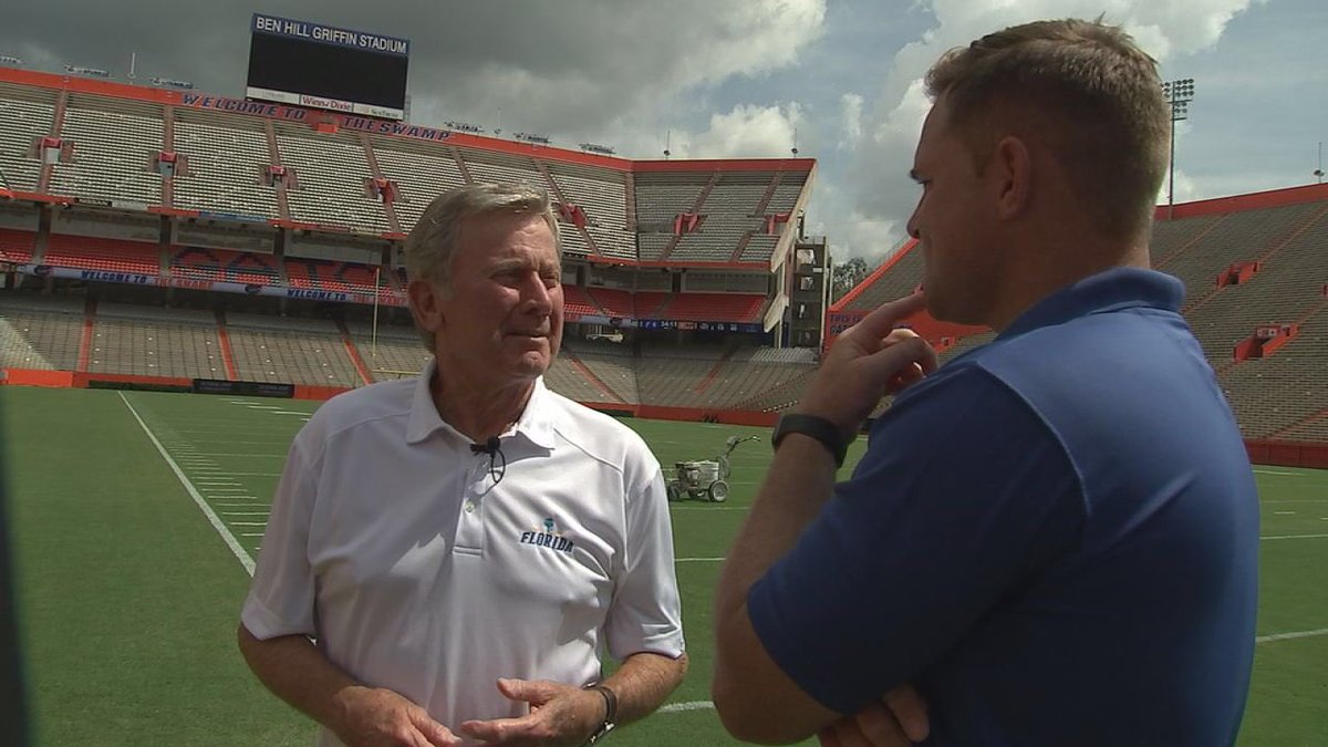 ScottSmithFOX13's tweet photo. Itโs Day 4 of the #CollegeCaravan and today weโre at The Swamp -more with Dan Mullen, Feleipe Franks & the great @SteveSpurrierUF! See you at 5 & 6 on @FOX13News https://t.co/24ongLyNRI