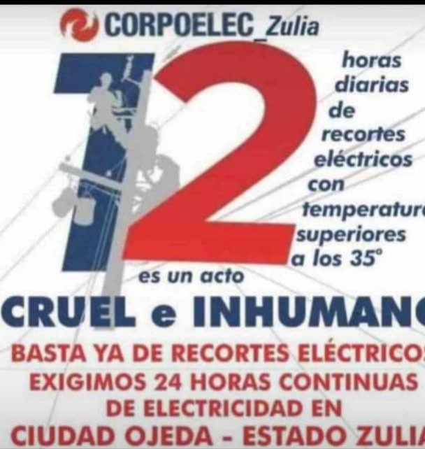 somosnoticiacol's tweet image. #ciudadojeda una de las ciudades más golpeadas por el racionamiento eléctrico que aplica el gobierno y que no se ve en otros estados, algunos circuitos como el de la sub estación la N le aplican racionamiento al racionamiento #NoMasRacionamiento
