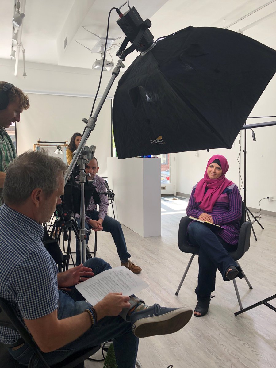 PewCenterArts's tweet photo. We're at @twelvegatesarts to interview @fpsbookarts' Asmaa Diab &amp; Mohamed Okab. @swarthmore's exhibition—on view through 8/15—brings together members of #Philly's Iraqi &amp; Syrian refugee communities. Look for our Questions of Practice interview with the artists, coming soon. https://t.co/VY7HYQDYXz