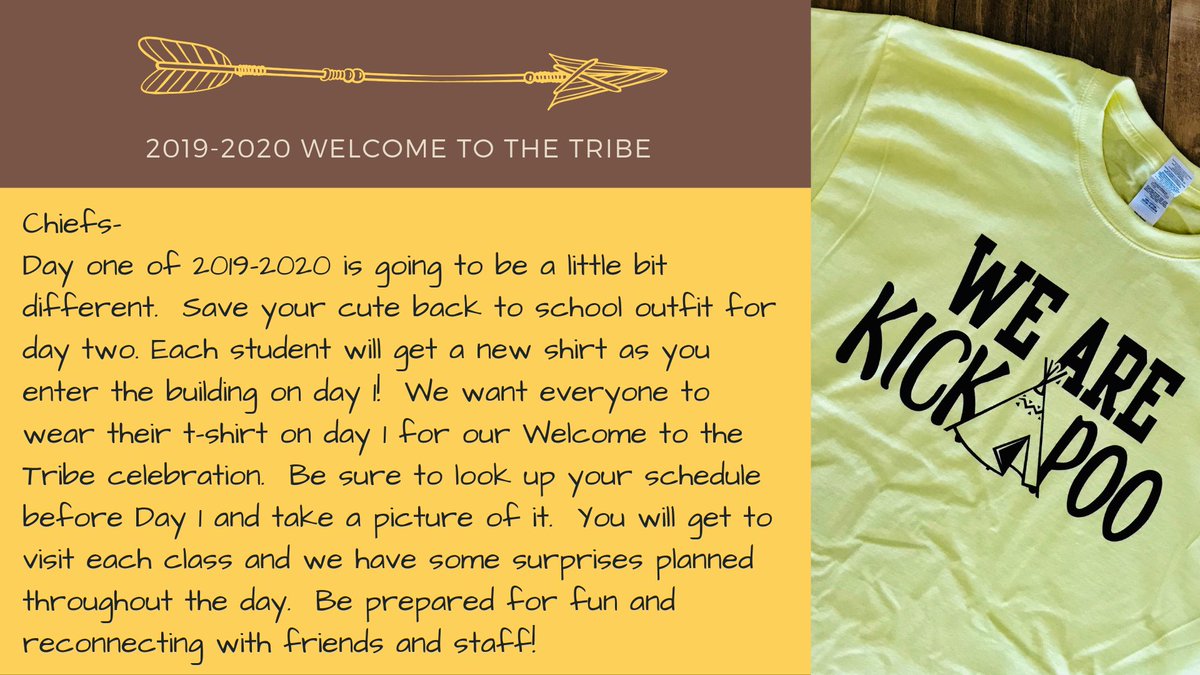 DrPowersKHS's tweet photo. ๐จHey @KickapooChiefs
Day 1 is almost here & we have an exciting day planned for youโผ๏ธ
See graphics for more details and help us spread the word๐๐ผ
#GoChiefs #OneTribe
#WelcomeToTheTribe https://t.co/xZDfMsPUwu