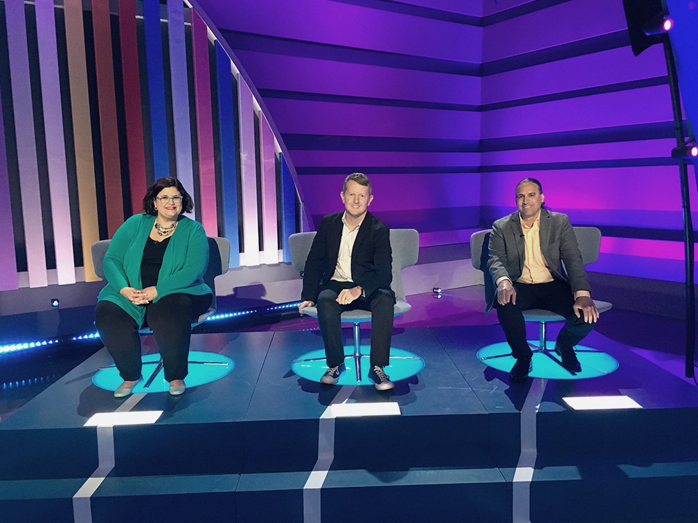 GameShowNetwork's tweet photo. Feelin' good this #MotivationMonday? 💪 Play along with these contestants and trivia experts @KenJennings @muffymarracco @RajDhuwalia on today's episode of #BestEverTrivia at 4p! https://t.co/sNijD5Uv4Q