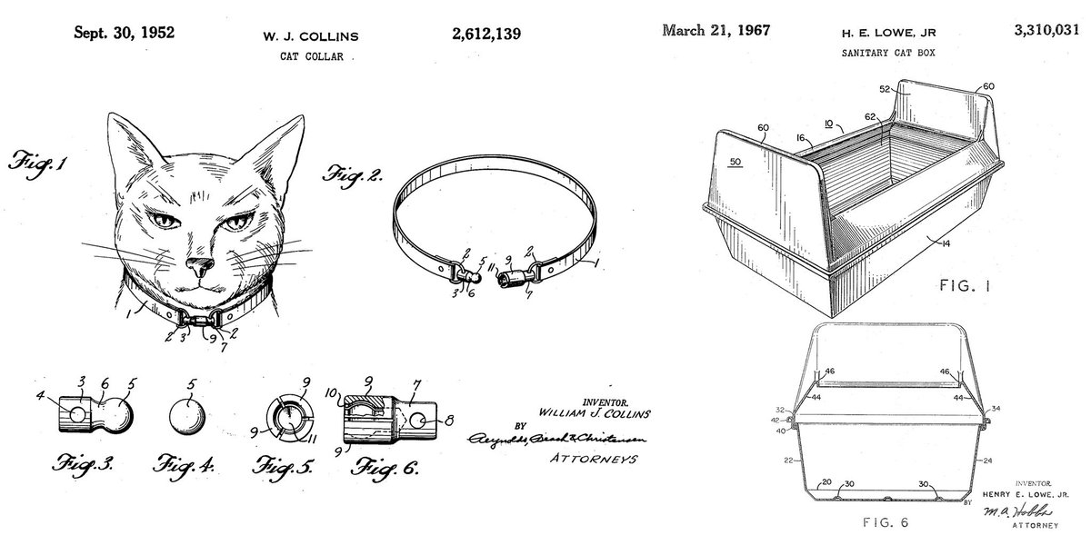 uspto's tweet photo. We interrupt this week's #DogDaysOfSummer IP with some cat patents.

#InternationalCatDay https://t.co/75lFNCKnnh