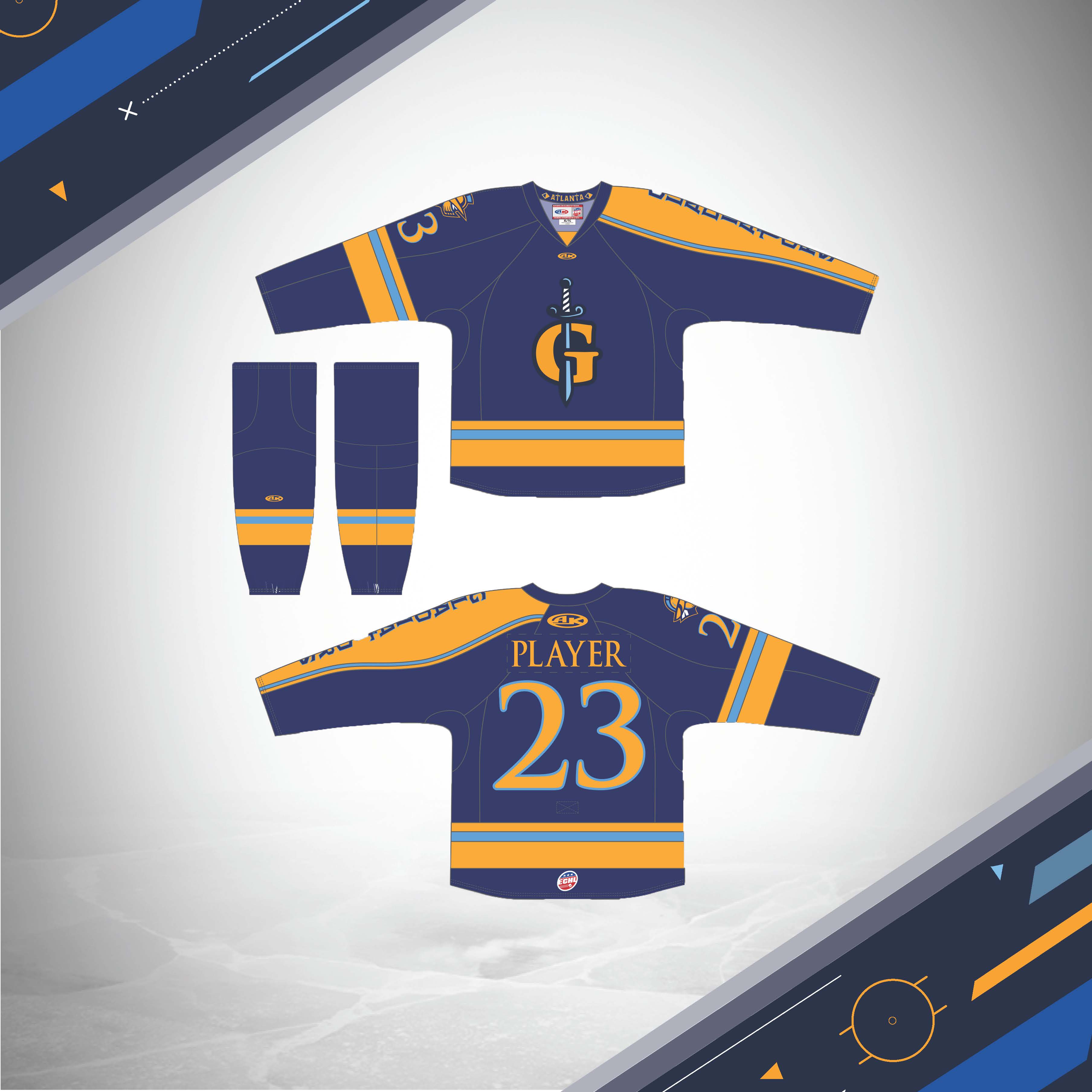 My gorgeous new 2019-2020 Atlanta Gladiators Powder Blue Alternate. :  r/hockeyjerseys