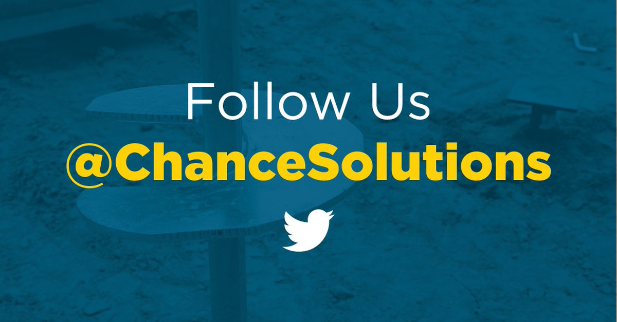 Follow <a href="/ChanceSolutions/">Chance Foundation Solutions</a> to find out why the CHANCE® The Certified Helical Pile™ is the most trusted helical brand in the market. 
#ChanceFoundationSolutions