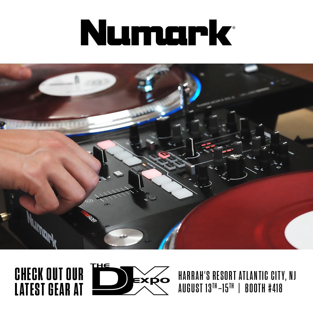 Numark's tweet image. It's that time of year again! Test out new gear and meet #TeamNumark. Come check us out at The #DJExpo2019 at the Harrah's Resort Atlantic City, NJ. Trade show begins on Tuesday August 13th and ends on Thursday August 15th.
