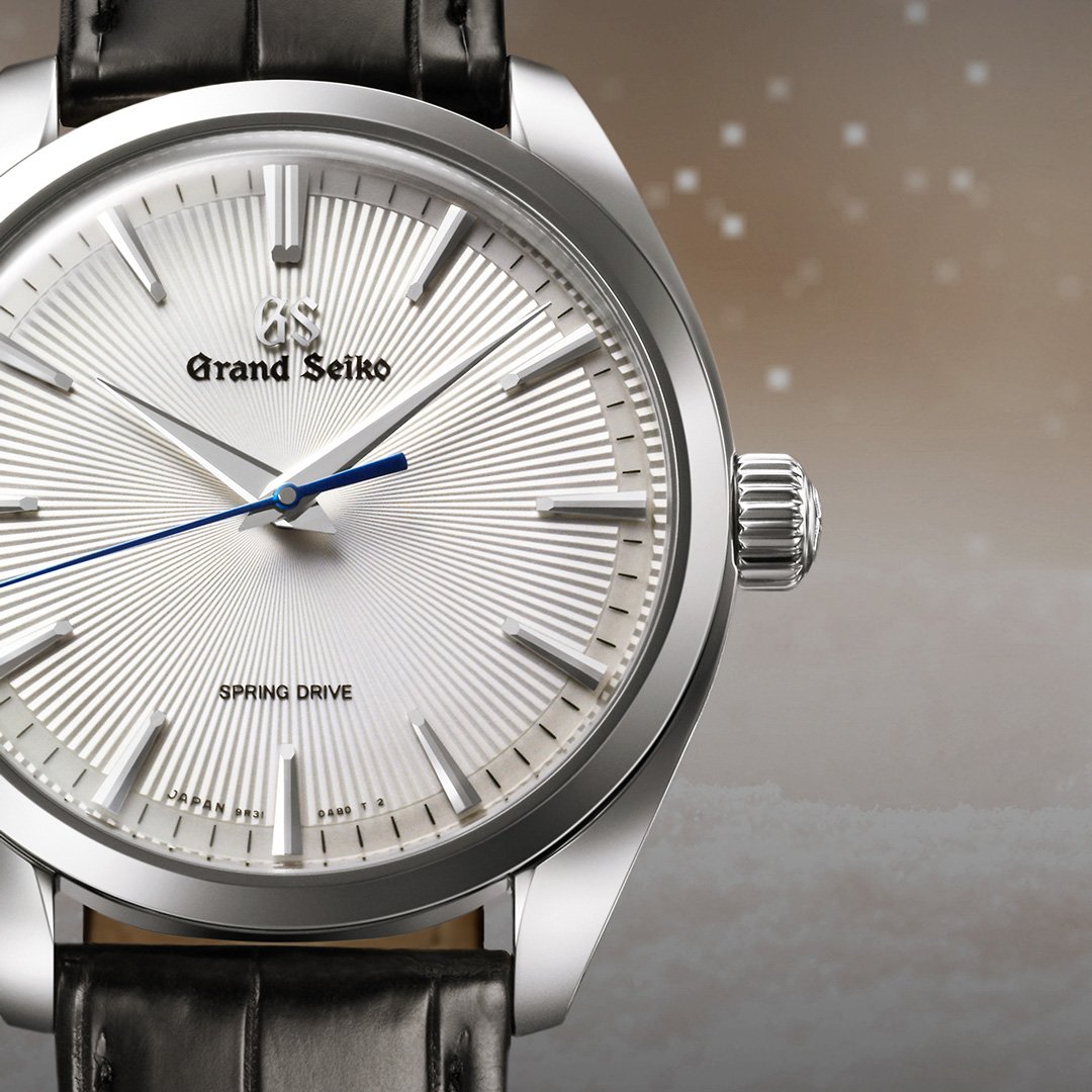 grandseikousa's tweet image. Part of the Spring Drive elegance collection, #SBGY003 features a sunray dial pattern modeled after the natural beauty of Japan. Zaratsu polishing ensures the dial changes expression depending on the viewing angle. #NatureofTime