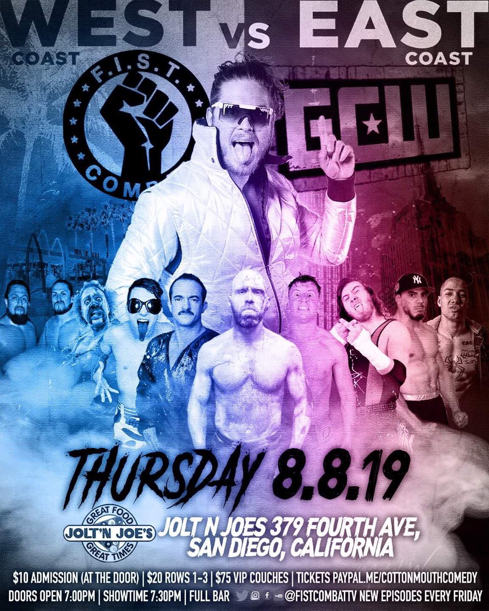FISTCombatTV's tweet photo. Oh memba when @FiteTV told us here at @FISTCombatTV that we were too edgy for their platform? Yeah. We the west coast promotion with enough balls to fight the best from @GCWrestling_ who isn’t too edgy for their platform. Come see what the hype is, LIVE... Bc were too edgy 4 FITE https://t.co/G42fpbeNhB