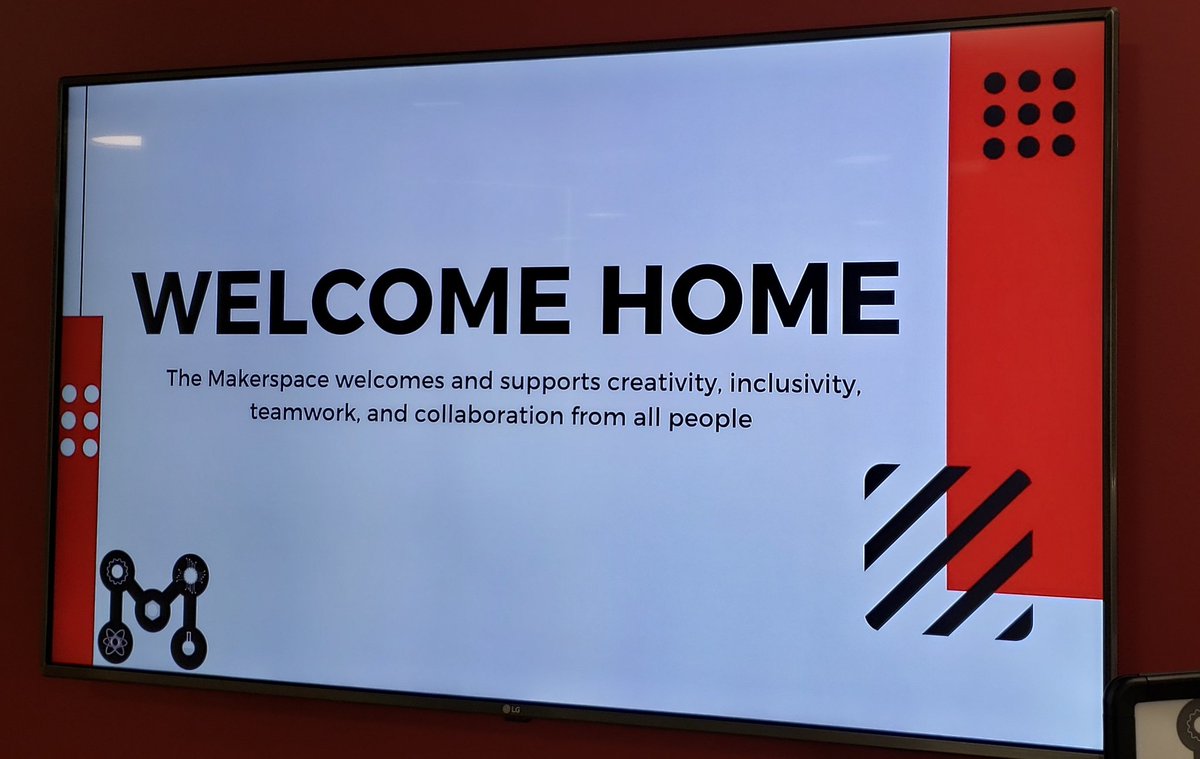 LUMakerspace's tweet photo. What an excellent welcome sign at the UW Madison makerspace! https://t.co/JVYiWdNYao