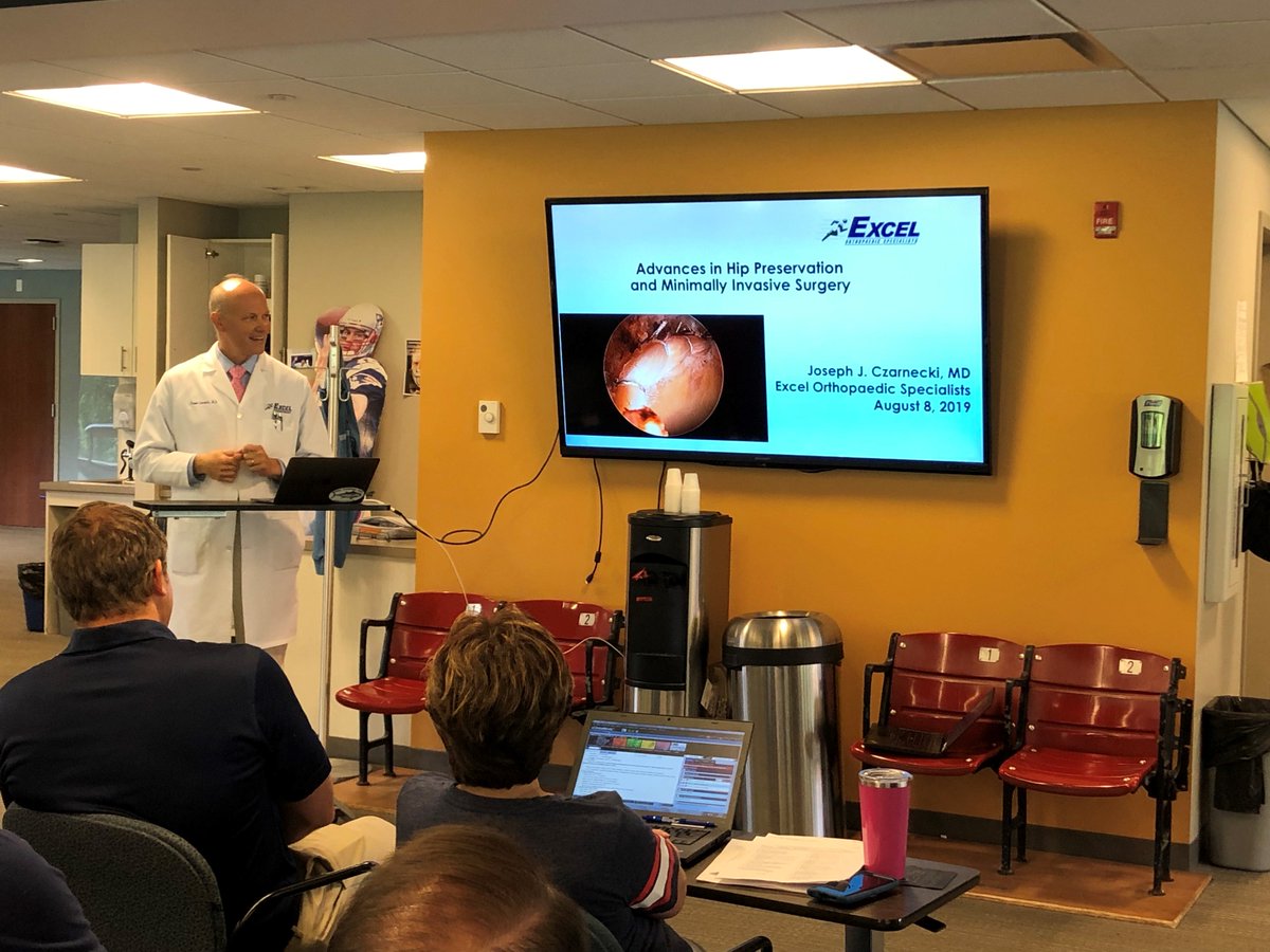 ExcelOrtho's tweet photo. Today we had a little lunch and learn presentation given by @CzarneckiMD on Hip injuries and surgical interventions. It's a great way for our staff to hear the latest techniques in Orthopaedic surgery and rehabilitation!

#excelortho #orthopaedicsurgery #excelPT #hipsurgeon https://t.co/fCt15eqcym