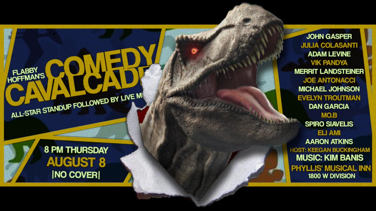 ClassicKeegan's tweet photo. Tonight @ PMI... DINO EDITION! ft @merritlands @JoeAntonacci Music from @kimbanis and eons more! 8pm 1800 Division #Chicago//FREE//#chicagocomedy #wickerpark #dinosaurs https://t.co/UYU4XXOcan
