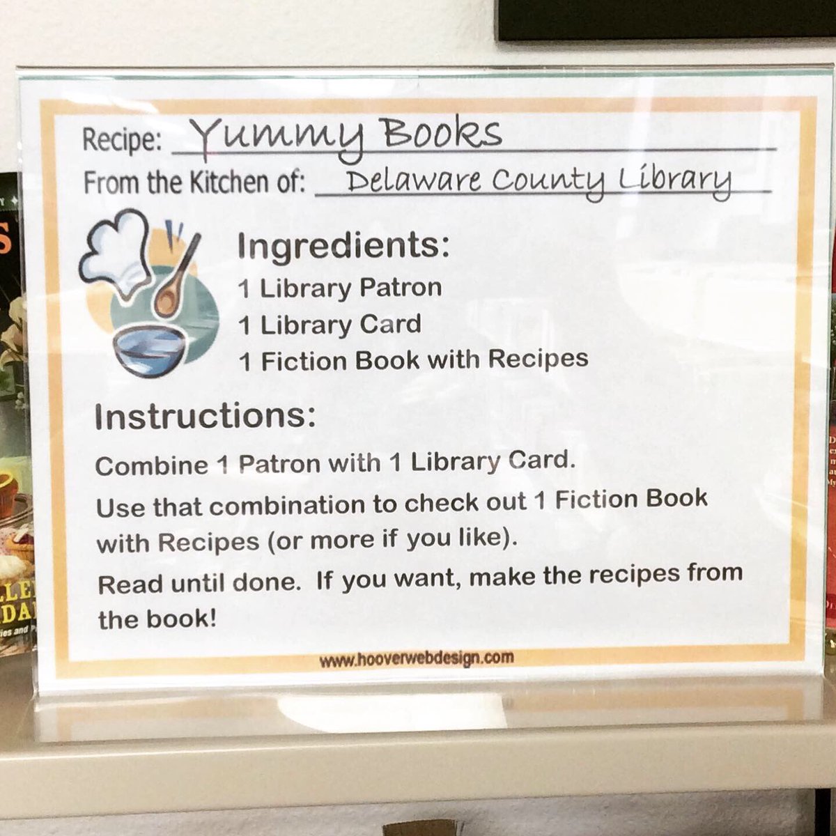 DelLibrary's tweet image. Stop by and check out our display of books with recipes! #DelawareCountyLibrary #bookdisplay #readandcook