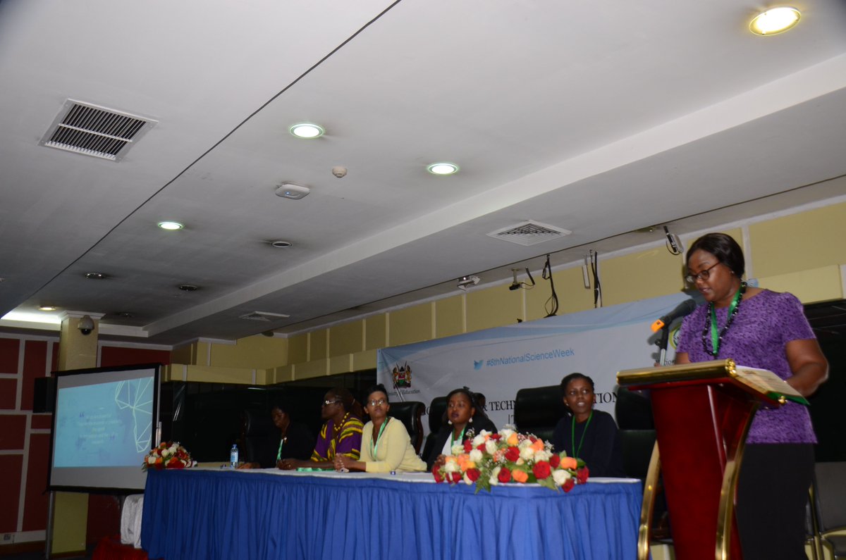 nacosti's tweet photo. The panelists at the Women in Science Forum during the #8thNationalScienceWeek at @KICC_kenya; Dr. @MutisoRose from @MawazoInstitute, @jemimah_njuki from IDRC @AbukutsaMary from @DiscoverJKUAT @DrShikoh from @SafaricomPLC @mosomtai from @icipe @MosesRugutt #NSW2019 @KEMRI_Kenya https://t.co/VpU2SSE2Cc
