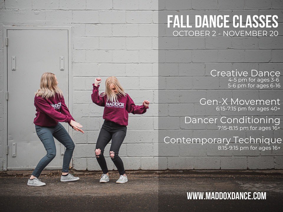 maddoxdanceco's tweet photo. Creative and contemporary dance classes for ages 3-63 this fall in #lacombe #ceg3 Let’s Dance! 🖤 https://t.co/SdXRXAj1IX