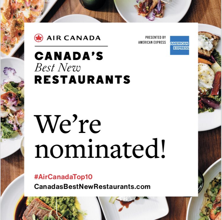 Holy. Smokes. We’re so proud of our team, and grateful for everyone’s support as we near the six-month mark. View the full list and cross your fingers for us! canadasbestnewrestaurants.com 🛫 #alwaysadeparture #aircanadatop10