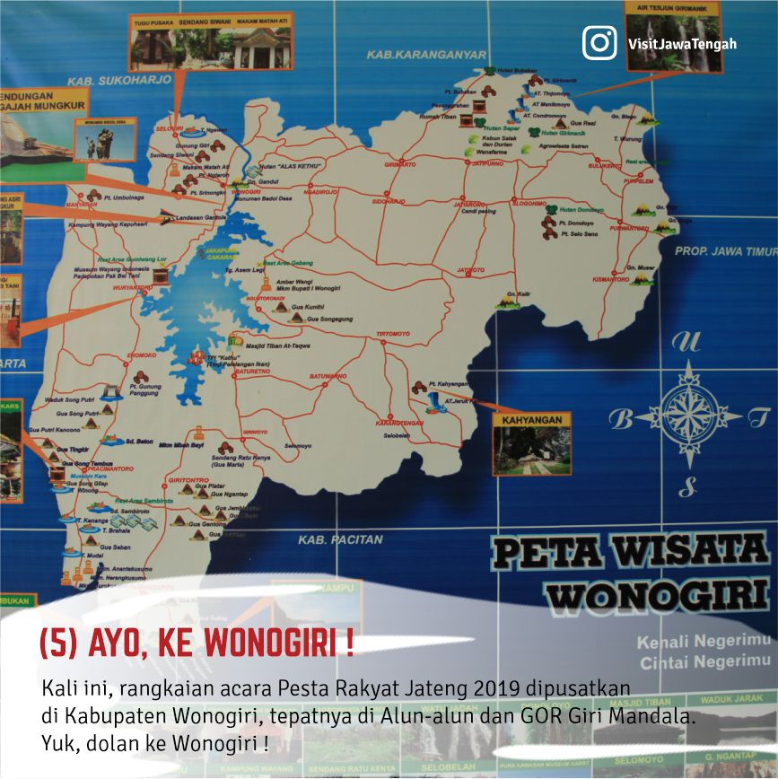 VisitJawaTengah's tweet photo. #PestaRakyatJateng2019 kali ini dipusatkan di Kabupaten Wonogiri, tepatnya di Alun-alun dan GOR Giri Mandala. Catat tanggalnya!

#JatengGayeng #HUTJateng69 https://t.co/37WyQnNVGJ