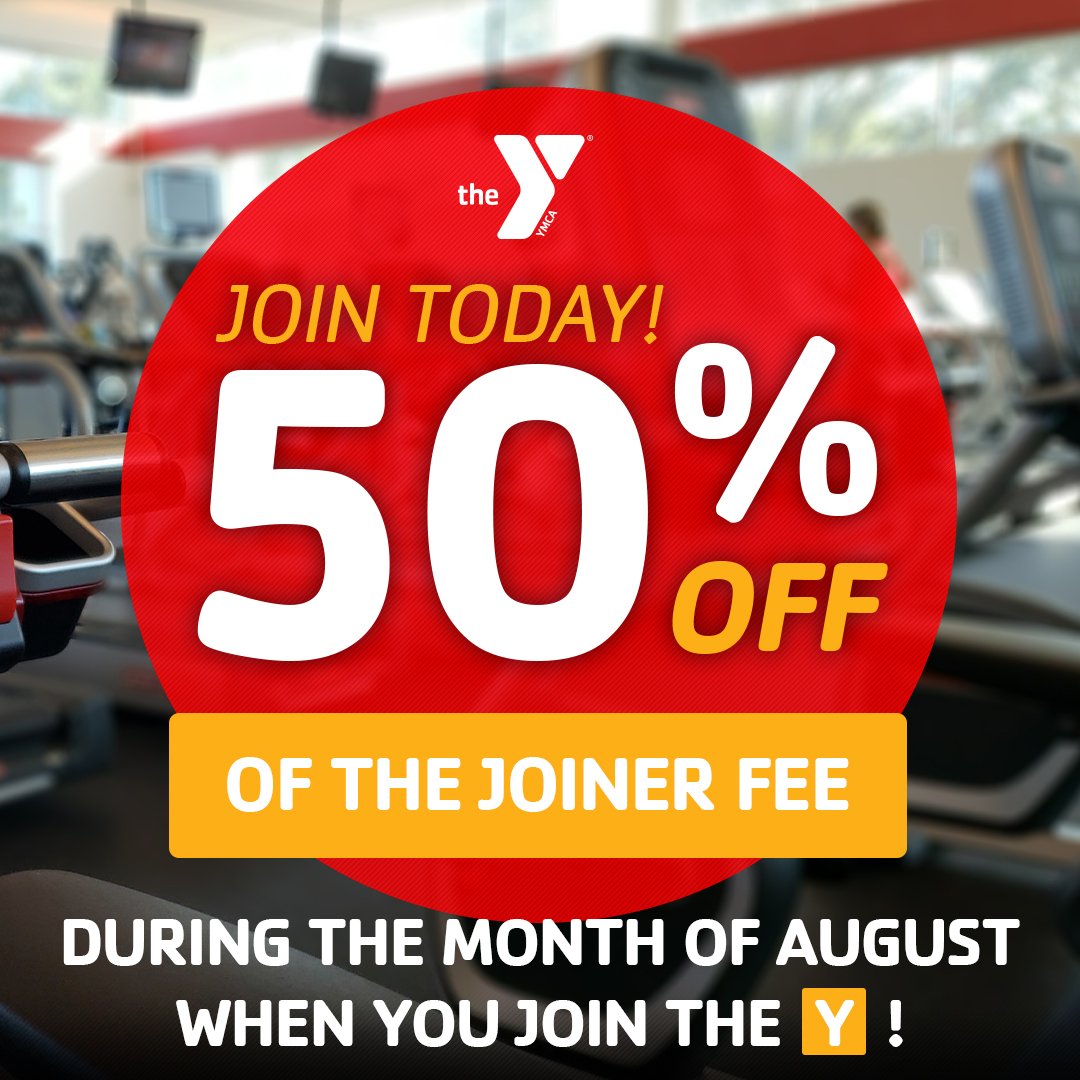 VFYMCA's tweet photo. Join the Y this August and receive 50% off our joiner fee!

Visit one of our six family centers or join online today!

https://t.co/qAtc0VZ9wv https://t.co/hjqij03D8d
