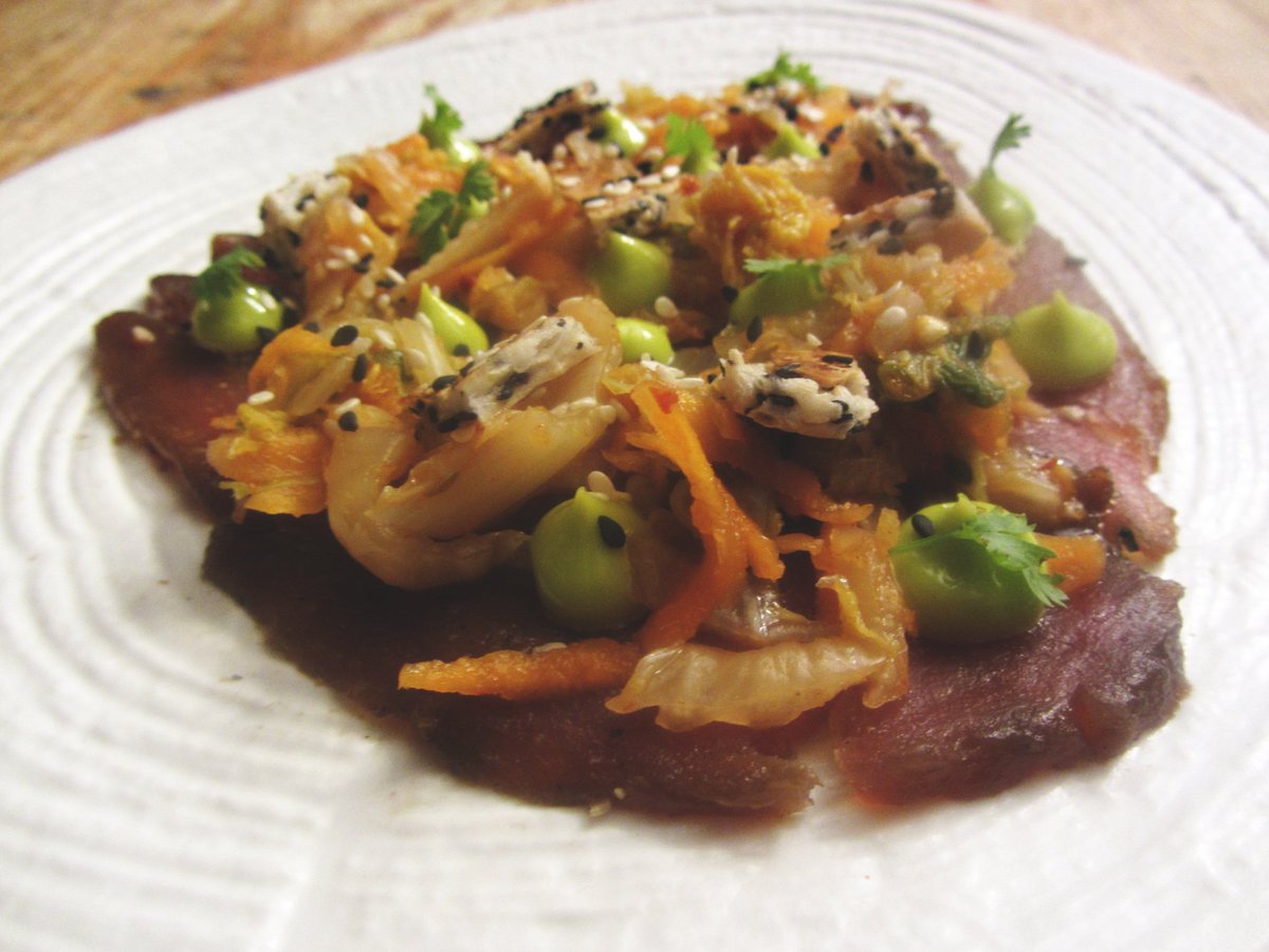 Korean tuna carpaccio, kimchi, toasted sesame, coriander. #foodies #chefsofdurham #durham #durhamrestaurants #northeast #northeastfood #foodblog #chefsroll #freshfish