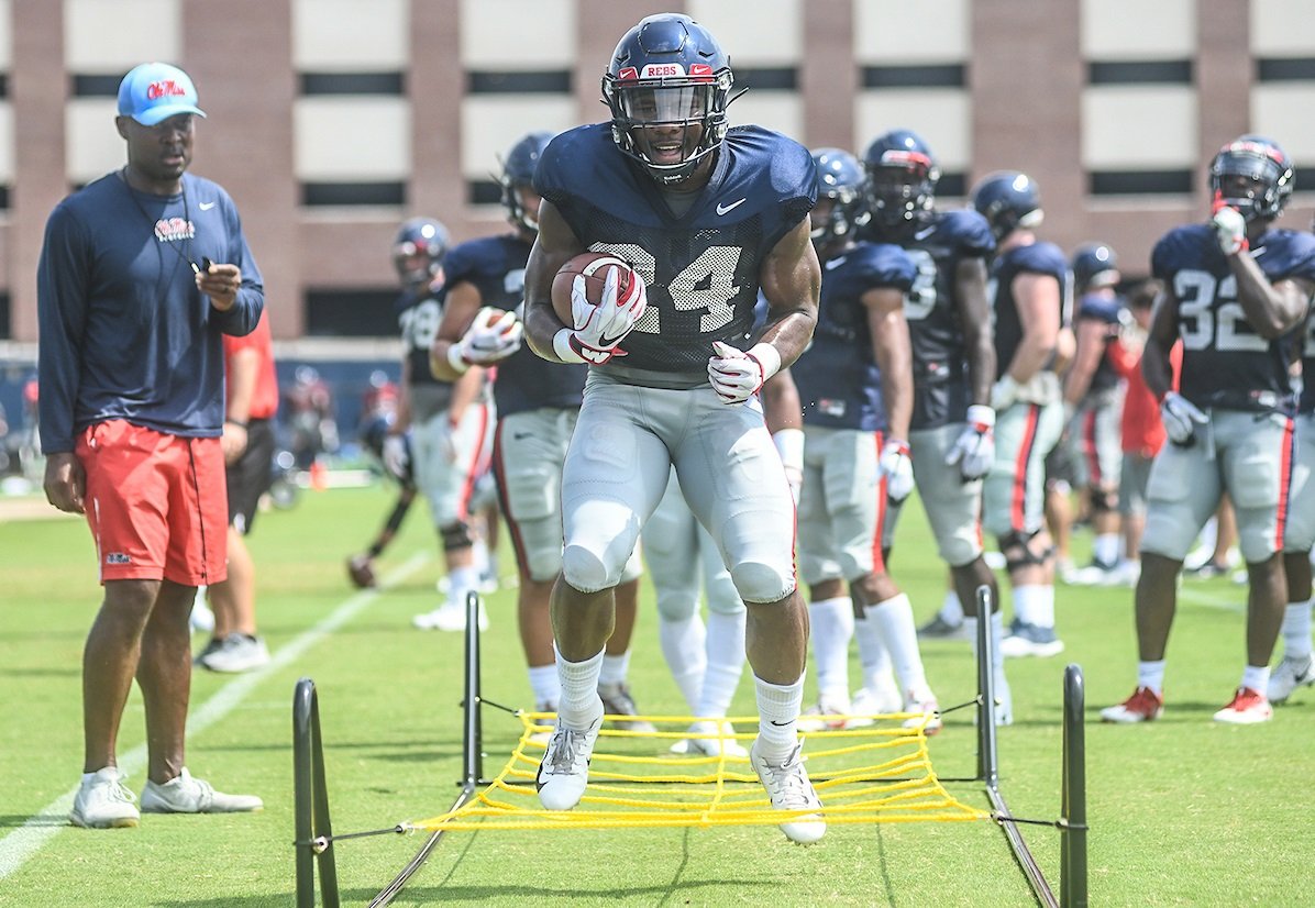Rebels247's tweet photo. Ole Miss true freshman running back Snoop Conner is proving himself in the dog days of summer https://t.co/qZndcLx1E1 #OleMiss #HottyToddy https://t.co/GdFYcWArCi