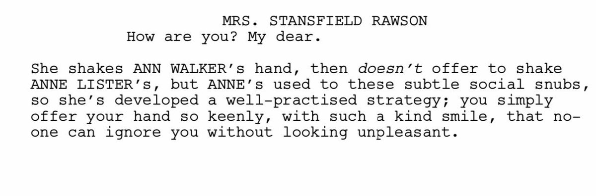 beakybox's tweet image. Anne Lister taking no shittie manners from the Rawsons #GentlemanJack #Shootingscript