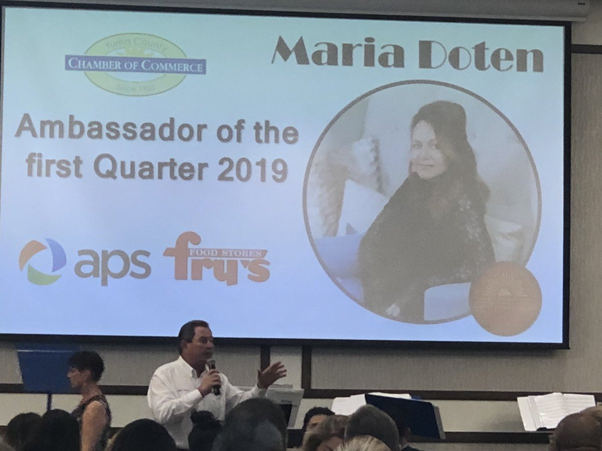 Amber1279's tweet photo. Congratulations @MariaDoten @YumaChamber #Ambassador of the 1st Quarter! #yumachamber #goodmorningyuma https://t.co/3icSAYbW5w