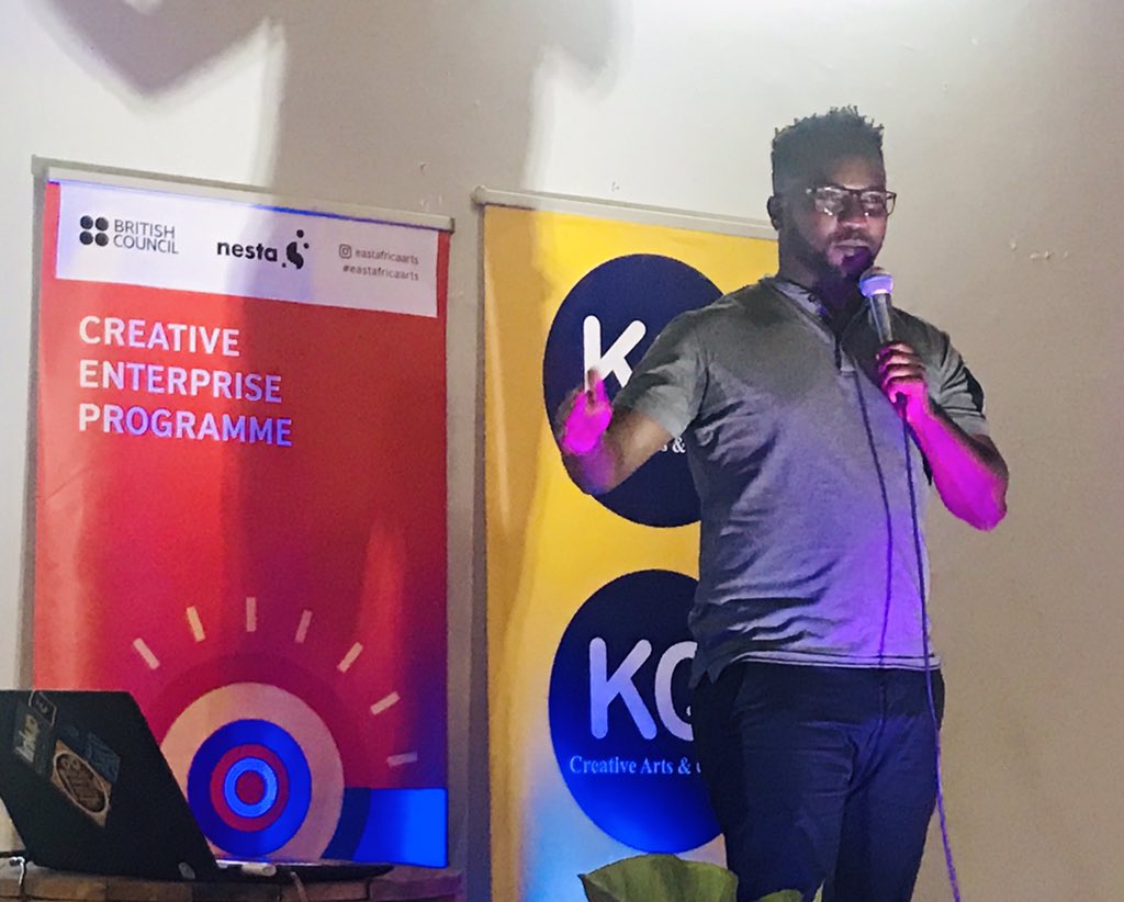 FionaInci's tweet photo. #CreativeHustle @DesignHubKla Brilliant Kavuma Eugene and Kangumba Rachel sharing their ๐คช๐๐๐experiences of creating a sustainable enterprise. ๐๐พ๐๐พ๐๐พ Thanks @kq_hub and @livetraces for making this happen! #EastAfricaArts https://t.co/DEkh30wQgu