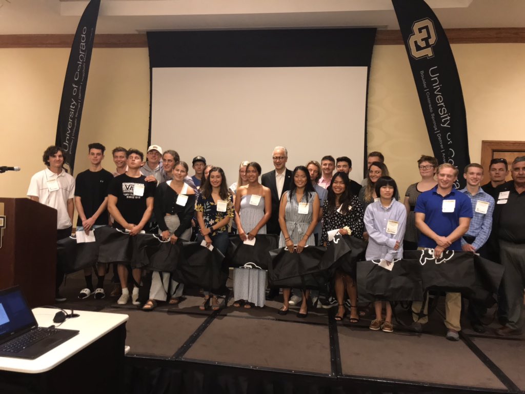 CUAdvocates's tweet photo. @CUMarkKennedy More than 30 new CU students from the Western Slope were honored last night in Grand Junction. Over 170 people showed their support for CU and the new students. https://t.co/JGxWJ4MRre