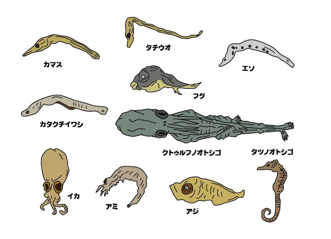 ちりめんじゃこに混ざってカリカリになったクトゥルフの落とし仔。新種のチリメンモンスターだぞ! 