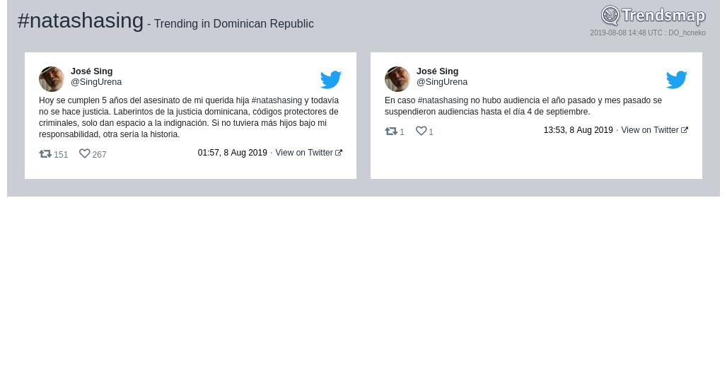 TrendsRepDom's tweet photo. #natashasing es ahora una tendencia en Dominican Republic

https://t.co/R7e7N3TSGJ https://t.co/9aigiWLynQ