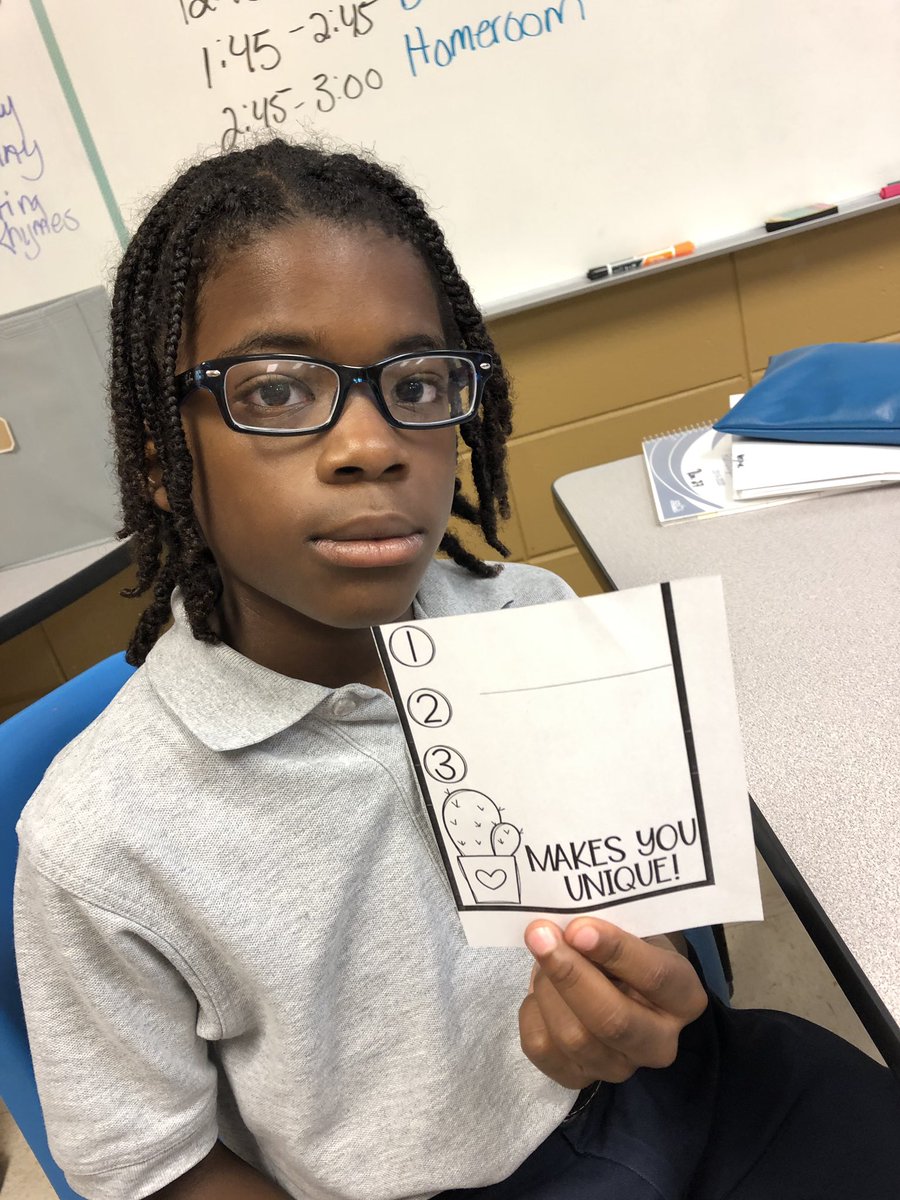 ScidudeMbonaker's tweet photo. Ms. Potter’s 5 grade students are writing about the unique traits of their classmates. Very cool. #rstories20 #whyrandolph https://t.co/HGPkp1RvRe