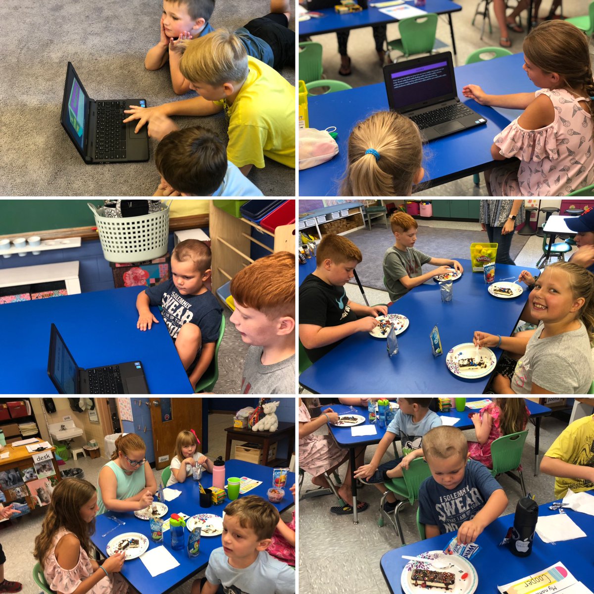 whitney3rd's tweet photo. Ending summer success by sharing our informational books and having an ice cream bar party! ⁦@SGFSchools⁩ ⁦@KMAA22⁩ #BuddyWork #SummerSuccess #SGFBulldogPride https://t.co/YxN9ejWbbJ