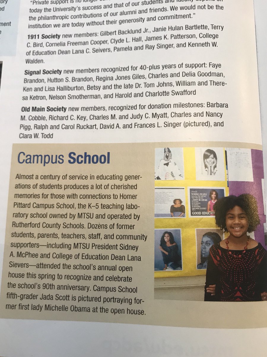 Talking1Planets's tweet photo. Making headlines again! This time in one of the articles in the July addition of MTSU Magazine. Thank you MTSU for featuring author Jada Scott and Campus School! #TalkingPlanetsBook  #MichelleObama #RoleModels https://t.co/ibMVZ33NTJ