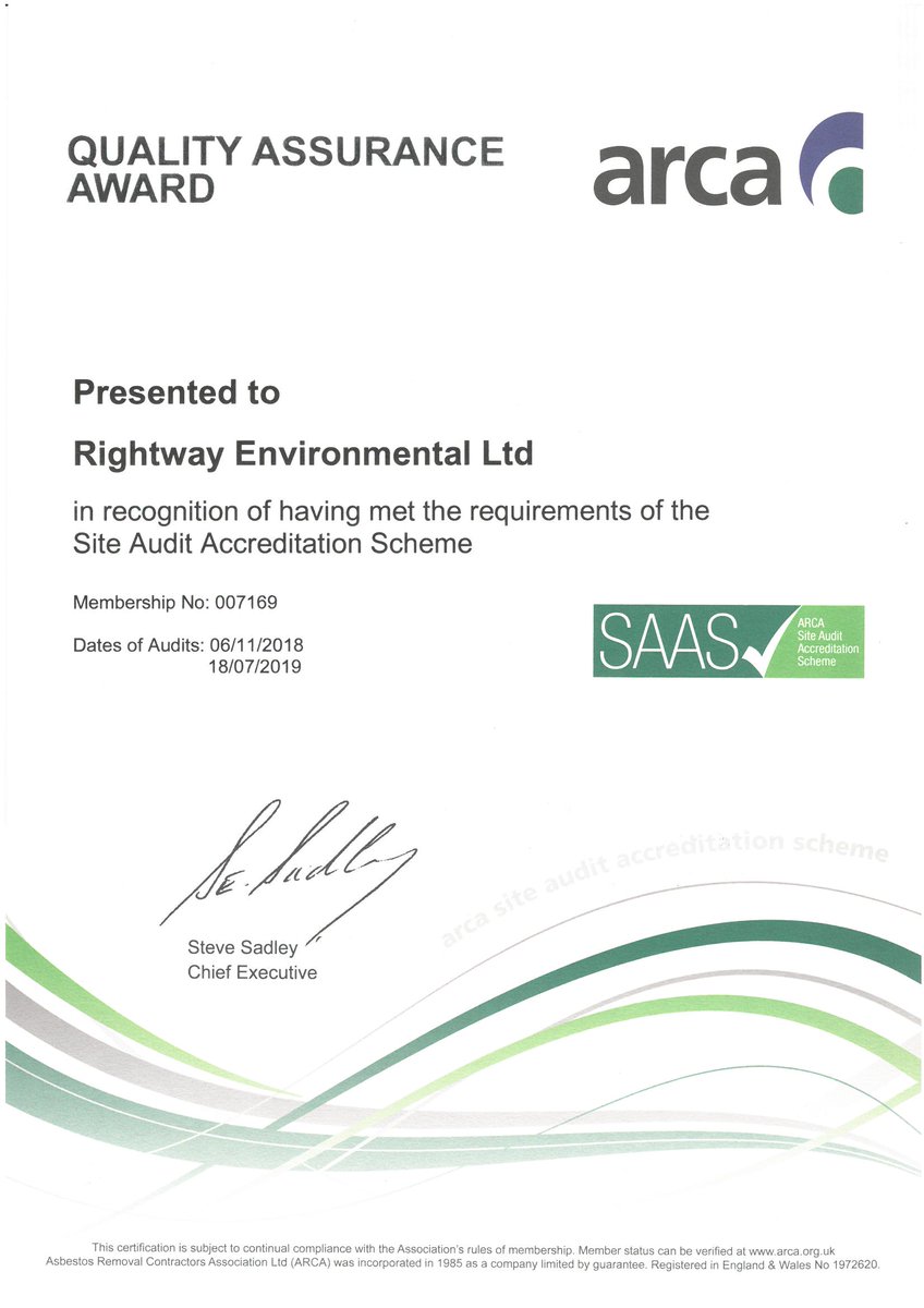 Rightwayenviro's tweet photo. Rightway Environmental are delighted to announce we have been awarded a Grade B Accreditation in a recent Audit carried out by ARCA.
Directors Nick and Andy would like to congratulate all operatives and supervisors involved for their great work!
#TeamRightway #Asbestos #ARCA https://t.co/Ashv9HJetC