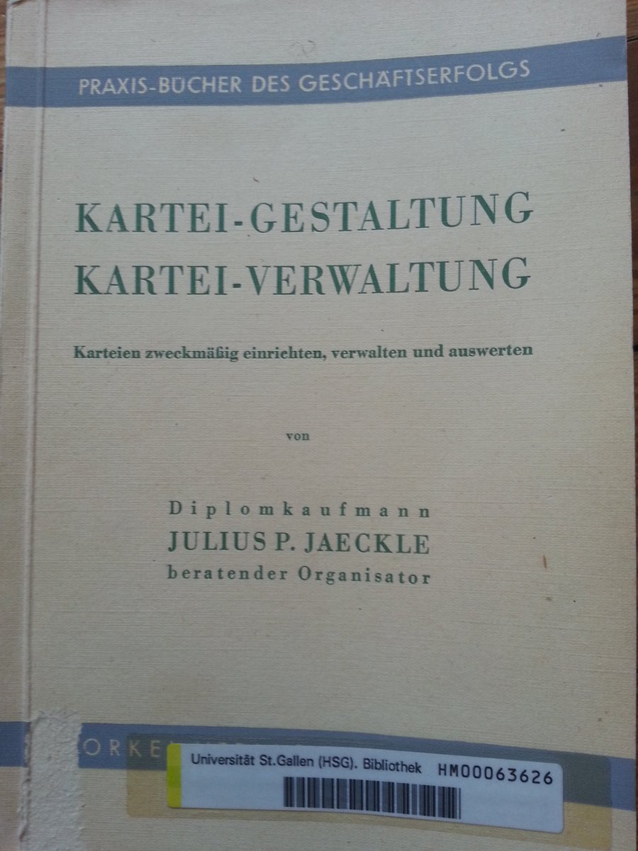 jochenfm's tweet photo. Look what arrived in post today – handbooks on bureau organization &amp; #cardfiles 1920-50. Note the tiny card file box, the latest thing in 1920s offices. Only 10 years later, their organization &amp; maintenance would fill whole books such as that on “Kartei-Gestaltung” #histpaperwork https://t.co/1RgYnwGghl