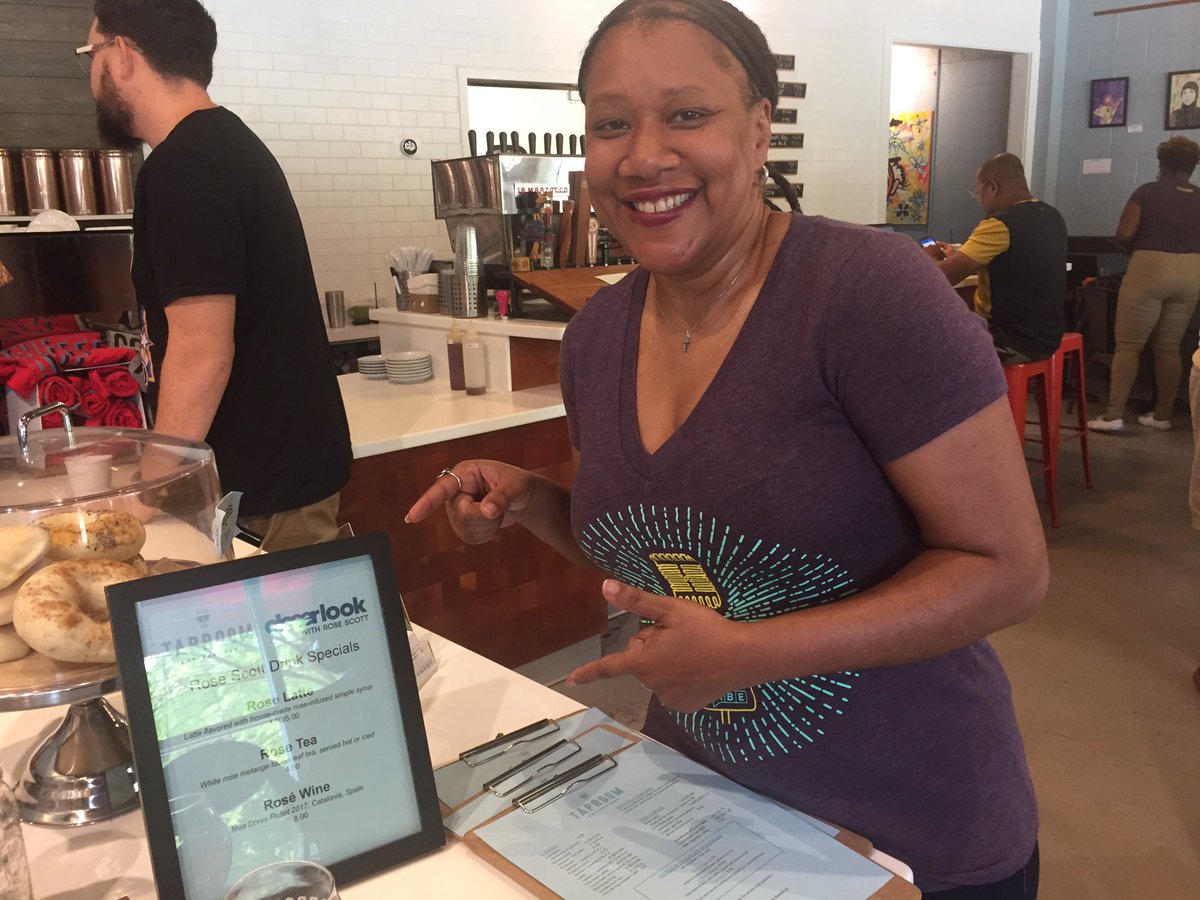 waberosescott's tweet photo. Well now, it’s “Rose” specials @TaproomCoffee  today. Closer Look new series: ‘Coffee Conversations with Rose Scott.’ We visit local coffee shops for a live taping &amp; we're talking community issues &amp;  at 12 p.m. https://t.co/YCRYKxeoqC